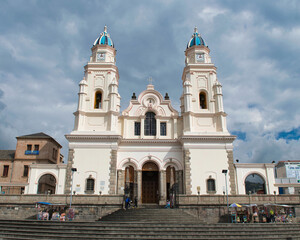 Fototapeta na wymiar Fachada de la Iglesia de El Quinche, Quito, Ecuador