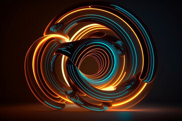 3d render, abstract geometric neon background