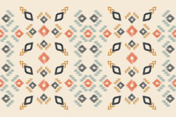Ethnic Ikat fabric pattern geometric style.African Ikat embroidery Ethnic oriental pattern brown cream background. Abstract,vector,illustration.For texture,clothing,wrapping,decoration,carpet.