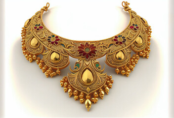 gold jewelry with white background