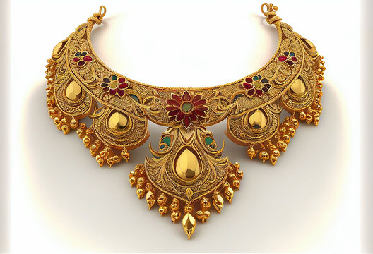 gold jewelry with white background