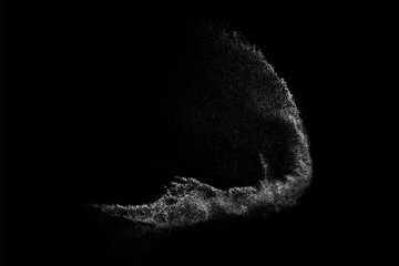 Distressed white grainy texture. Dust overlay textured. Grain noise particles. Rusted black background. Vector illustration. EPS 10.  