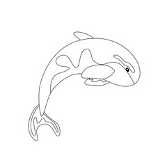 Killer whales in a minimalistic style on a transparent background. Lineart. Isolated. Design element.