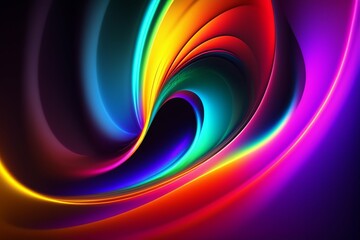 abstract colorful fluid 3d render holographic iridescent neon curved wave in motion dark background