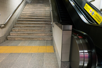 Modern Staircase at the subway station or international airport.