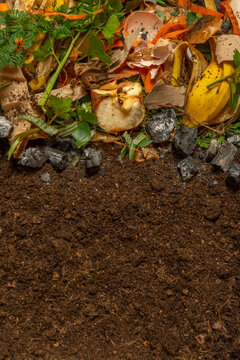 organic compost - biodegradable kitchen waste and soil.