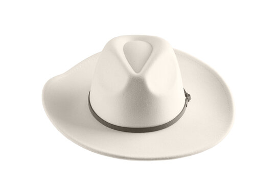white men's felt hat in retro style, isolated