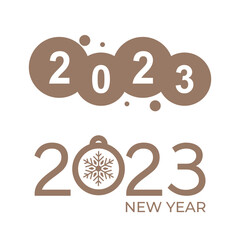 2023 new year logo text design set. 2023 number design template. Calendar simple icon. Modern abstract banner. Vector graphic illustartion