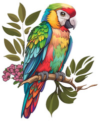 Colorful Cute Parrot Clipart, Generative Ai