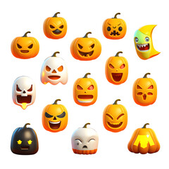 Halloween Emoji Pack | Vampier | Dracula | Monster | No background | PNG | Generative AI Artwork