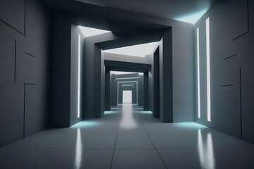 Futuretech Passage: A Sci-Fi Showcase of Modern Minimalism. Generative AI