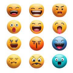 Fototapeta premium Emoji World | Express your feelings | Png image | No background | Vector | Clipart | Set