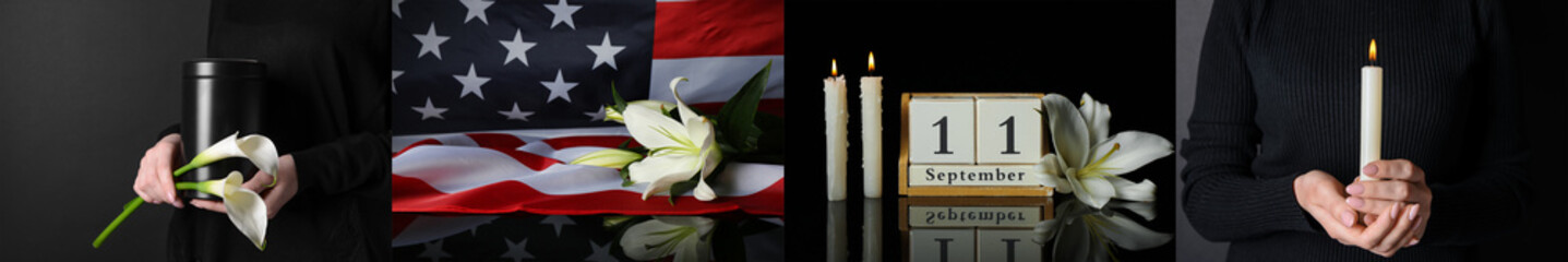 Collage for National Day of Prayer and Remembrance for the Victims of the Terrorist Attacks on dark...
