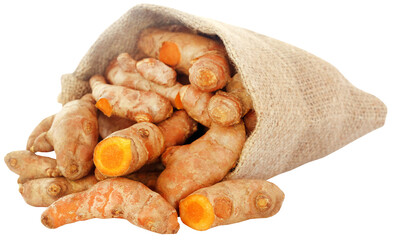 Turmeric in sack bag