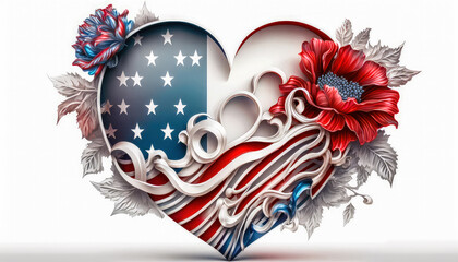 Obraz premium Veteran Day USA Memorial Erinnerung Ehemalige Soldaten Waffenstillstand Weltkrieg Background Cover Generative AI Digital Art Liebe Herz und Vertrauen