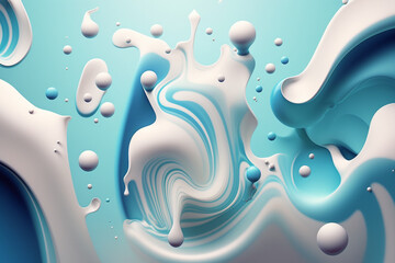 An abstract and geometric background with pastel liquid colors. Ai generated.