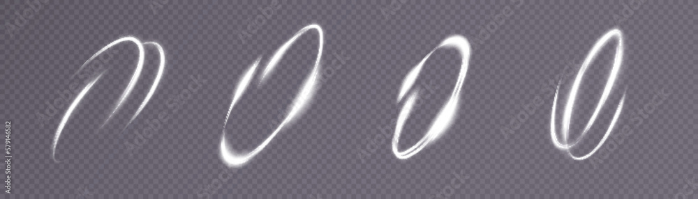 Poster abstract light swirls. bright neon circles. a bright trail of glittering beams swirls in a fast moti