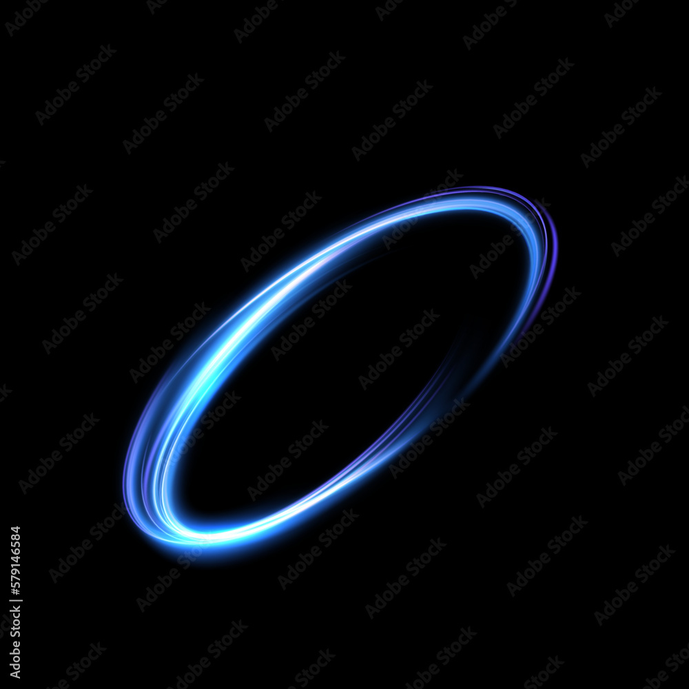 Poster abstract light swirls. bright neon circles. a bright trail of glittering beams swirls in a fast moti