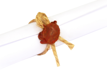 Wax seal on a rolled paper