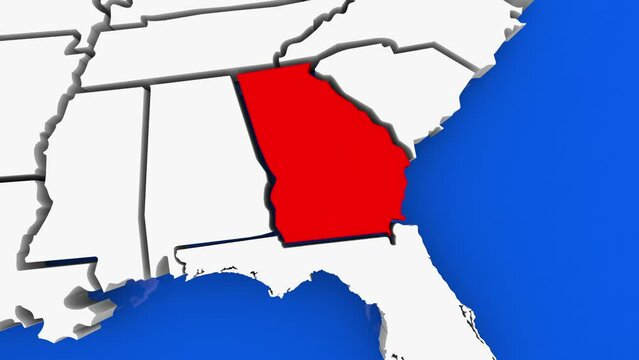 Georgia GA State Map Atlanta Athens Travel Tourism 3d Animation