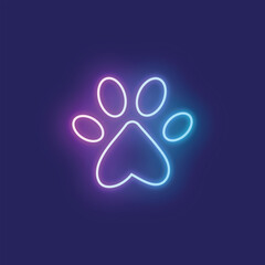 Cat paw neon sign background