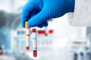 Doctor holding test tube with blood