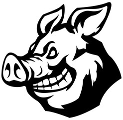 Pig head mascot. Angry swine logo. Hog illustration
