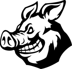 Pig head mascot. Angry swine logo. Hog illustration
