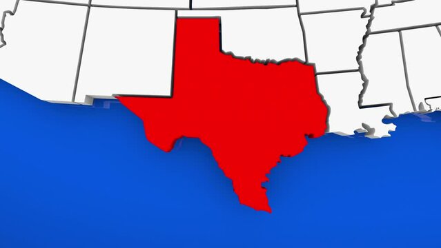 Texas State Map TX Travel Destination Business Location 3d Animation