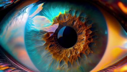 Cinemagraph of The animated green color eyeball with the part of the eye moving AI generated