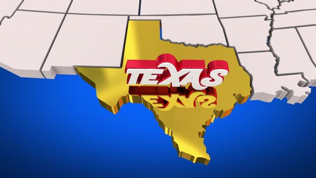 Texas TX State Map Dallas Houston Austin 3d Animation