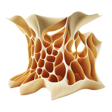 Collagen fibres and single cells 3D illustration microscopy of human connective tissue. Isolated on white background. Transparent png. Generative ai.