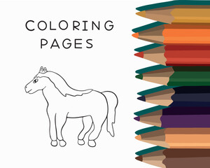Vector isolated illustration of a coloring horse.