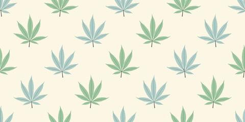 Seamless marijuana background with geometric leaves pattern. Vector illustration