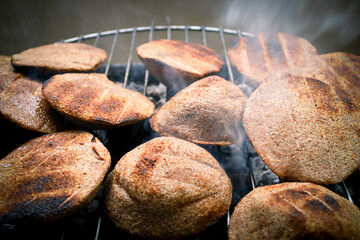 Grilled Kibbeh, Kebbeh, 
kubbeh on the grill. no skewers. BBQ (Barbecue)
Middle Eastern food, Lebanon, Syria, Jordan, Palestine, Turkey