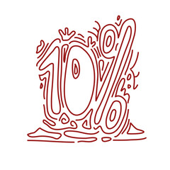  10% sale. 10 Off. Discount creative composition. Isolated vector. Doodle style