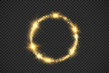 Round shiny perfect background. Vector eps10. Beautiful light. Magic circle. Precious background.Round gold shiny frame with light bursts.	