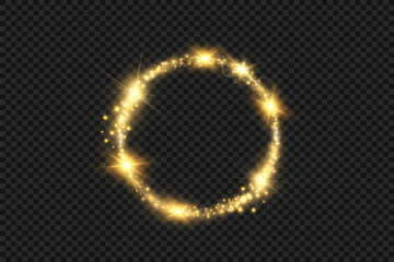 Round shiny perfect background. Vector eps10. Beautiful light. Magic circle. Precious background.Round gold shiny frame with light bursts.	