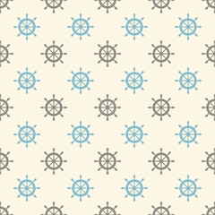 Nautical seamless pattern with ship wheels. Vector illustration