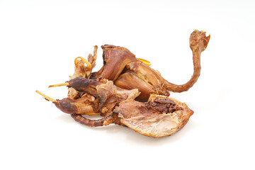 Fresh marinated quail in monochrome background