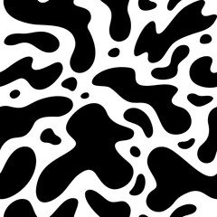 Seamless Pattern with Cow Print. Animal Dalmatian Dog Texture in Vector. Abstract Texture with Spots. Black and White Background for Print and Banners