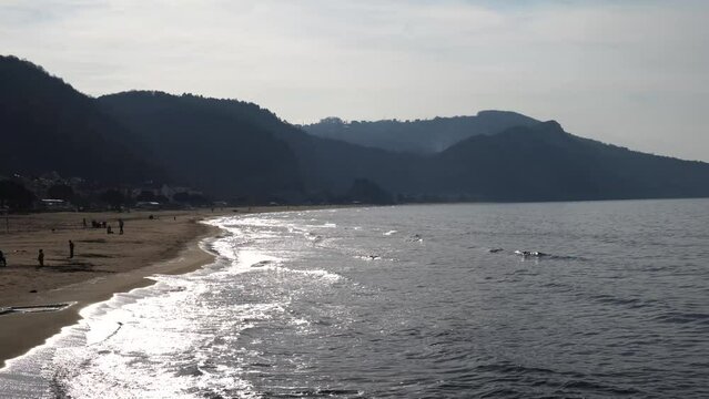 Inkumu, Bartin, Turkey December 31 2022: Panoramic view of Inkumu Beach