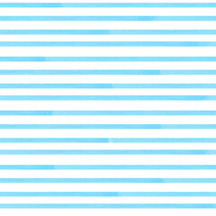 Blue watercolor stripe seamless pattern. Endless hand drawn background for fabric and wallpaper.