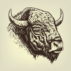 Hand drawn Buffalo Head illustration. Vintage woodcut engraving style vector illustration.	
