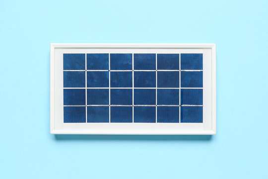 Portable Solar Panel On Blue Background