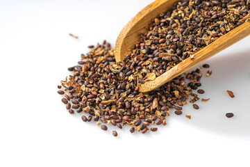 Basil seeds on a monochrome background