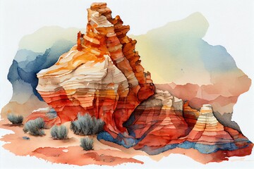 Geological formations, watercolour style generative AI