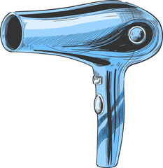 Blue hair dryer vector isolated illustration