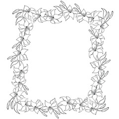 Lilly frame line art boarder for wedding invitation or card