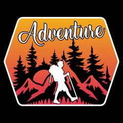 Adventures mountains Outdoors Vector illustration t-shirt design Graphic T-Shirt Design